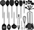 Oyydecor Silicone Kitchen Cooking Utensil Set ,23PCS Silicone Kitchen Utensil Set Non-Toxic And Non Stick Cookware with Utensils Holder, BPA-free Safety Kitchen Utensils Set (Black)