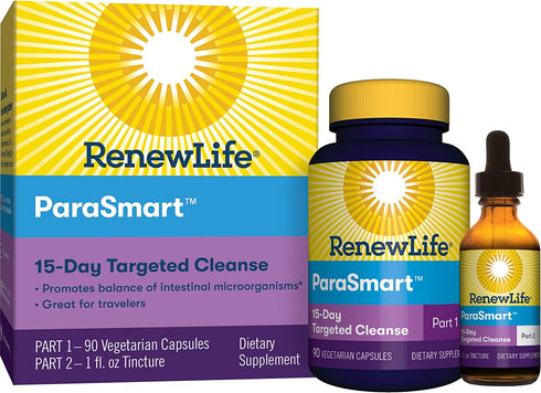 Renew Life Adult Cleanse - Microbial Cleanse & Detox , Supports Balance of Intestinal Microorganisms- 2-Part 15-Day Program, Gluten, Dairy & Soy Free, Vegetarian, 90 Capsules & 1 Fl. Oz. Tincture
