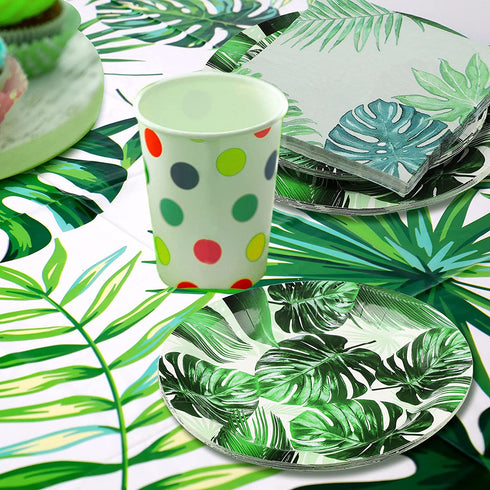 Tudomro 41 Pieces Hawaii Luau Party Decorations Tropical Party Supplies, Including Palm Leaves Tablecloth, Plates, Napkins, for Hawaiian Theme Luau Party Birthday