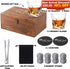 Whiskey Glasses Set of 2 - Bourbon Glasses with Wooden Box, Old Fashioned Whiskey Glass Set with Stones, 10 oz Scotch Glasses Gift Set for Men, Crystal Cocktail Glasses/Bar Glasses for Dad