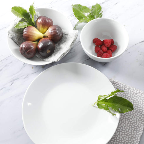 Gibson Home Back to Basics Dinnerware Sets, Round: Service for Four (12pcs), Classic Pearl