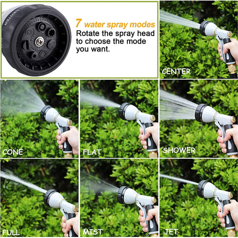 V.C.Formark Garden Hose Nozzle, Heavy Duty Metal Hose Spray nozzle, 7 Adjustable Multi-Function Water Hose Nozzle for Hand Watering Plants & Lawn, Car Washing, Patio and Pets