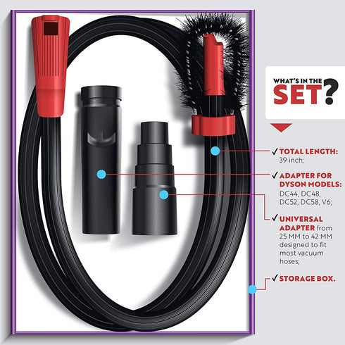 MagiLint Dryer Vent Cleaner Kit - 2 in 1 Brush and Vacuum Attachment for Cleaning Dryer Lint Trap - Universal Flexible Crevice Tool for Lint Remover - Universal Hose Adapter Cleaner