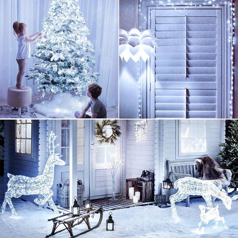 JMEXSUSS 2 Pack 200 LED Solar Fairy Lights Outdoor Waterproof, 66ft White Solar Lights with 8 Modes, Copper Wire Solar String Lights for Tree Garden Yard Patio Wedding Party Christmas Decoration