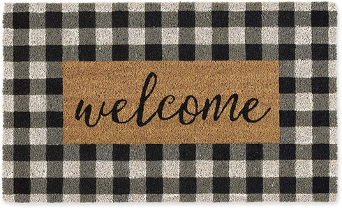 DII Natural Coir Doormat, Checkers Mat, Checkers Welcome, 18X30