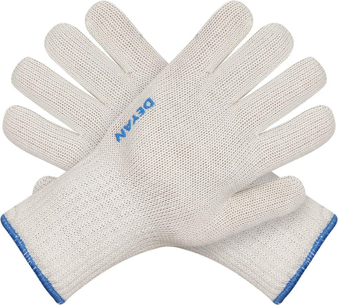 DEYAN 932°F Extreme Heat Resistant Oven Gloves - Kitchen Non-Slip Oven Mitts with Finger, Cooking Gloves for BBQ, Baking, Grilling, Potholder, 1 Pair (White)