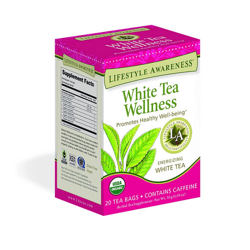 Lifestyle Awareness White Tea Wellness Tea, Contains Caffeine, 20 Tea Bags, Pack of 6