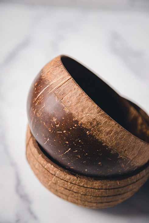 100% Natural Jumbo Coconut Bowl/Spoon Unique Gift Set. Eco-Friendly Vegan Organic Non-Toxic Reusable Sustainable Smoothie A§ai Buddha Kitchen Bowl (Set of 4 Carved Hand-Crafted Bowls with 4 Spoons)