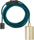 Globe Electric 69997 Emile 1-Light Plug-in Exposed Pendant, 15-ft Teal Cloth Cord, in-Line On/Off Rocker Switch, Brass Socket, 180"