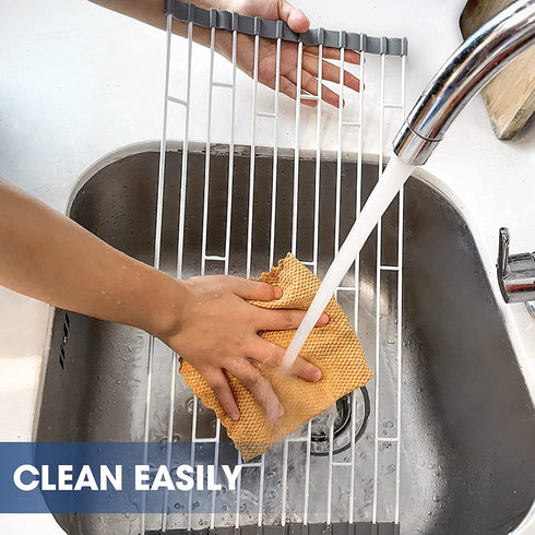 BREEKET Roll Up Dish Drying Rack, Over The Sink Multipurpose Dish Drying Rack, Foldable Kitchen Rolling Dish Drainer for for Kitchen Sink Counter (20.5" x 10.2")