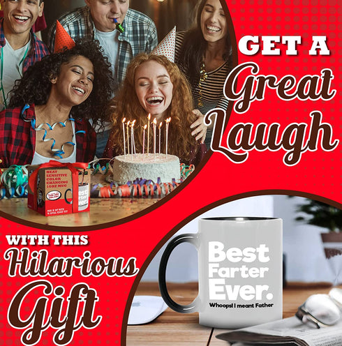 Gr8AM Color-Changing Cute Coffee Mugs 16oz - Best Father I Meant - Ceramic Mug for Dad Cute Cup & Cool Mugs for Father of the Year Selling Best Personalized Mug & Gift Idea for Men who Have Everything