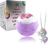 Unicorn Bubble Bath Bomb with Unicorn Necklace Inside. Extra Large Bath Ball (8 oz) in Giftable Box, 100% Natural Ingredients for Sensitive Skin. Gift on Easter, Birthday, Mother Day, Xmas