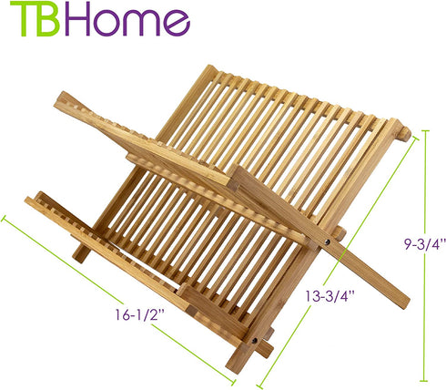 TB Home Folding Bamboo Dish Drying Rack