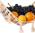 ANPOTop Fruit Hammock Under Cabinet 2 Pcs with 12 Tassels, Macrame Handwoven Cotton Banana or Veggies - Hanging Basket for Saves Counter Space at Kitchen RV, White, 2PCS, SKU100209-2PCS