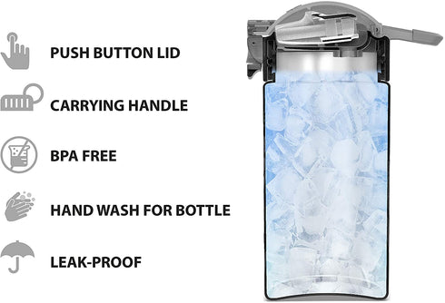 Zak Designs 15.5oz Minecraft 18/8 Single Wall Stainless Steel Kids Water Bottle with Flip-up Straw Spout and Locking Spout Cover, Durable Cup for Sports or Travel (15.5oz, Minecraft)