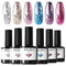 Modelones Glitter Gel Nail Polish - 6 Colors Sparkle Red Pink Purple Gel Polish Set Gel Blue Gold Silver Fingernail Polish Set Holiday Gel Collection of Manicure Starter Kit in Gifts for Women Package