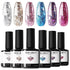 Modelones Glitter Gel Nail Polish - 6 Colors Sparkle Red Pink Purple Gel Polish Set Gel Blue Gold Silver Fingernail Polish Set Holiday Gel Collection of Manicure Starter Kit in Gifts for Women Package