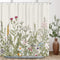 Riyidecor Fabric Wildflower Botanical Shower Curtain for Bathroom Decor 72Wx72H Inch Floral Flower Plant Herbs Green Leaves Decorative Bath Set Bathroom Accessories Polyester Waterproof 12 Pack Hooks