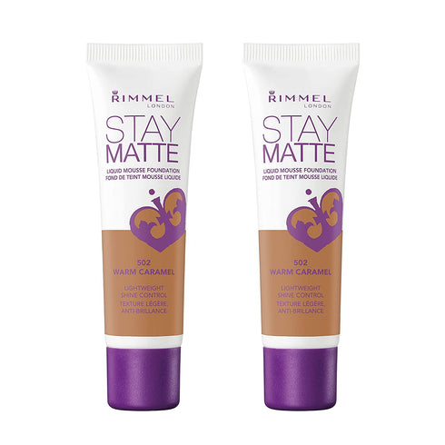 Rimmel, Stay Matte Foundation, Warm Caramel 2 Count (Pack of 1)