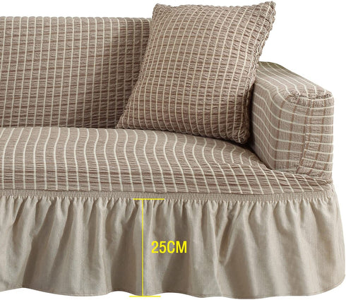 Stretch Sofa Cover with Skirt Country Style Slipcovers 1 Piece Couch Covers for Living Room