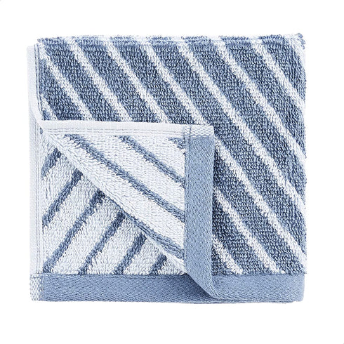 Amazon Basics Reversible Diagonal Stripe Jacquard Washcloths - 6-Pack, Clear Skies / True Blue