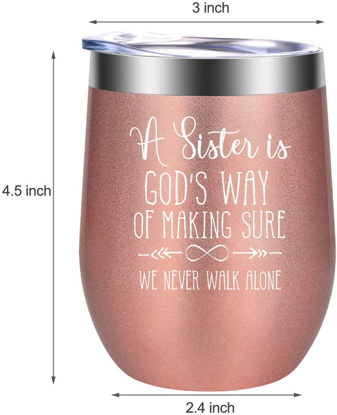 Sisters Gifts from Sister - Christian Tumbler, Religious Gifts for Women - Sister Gifts for Women - Birthday, Valentines Day Gifts for Sister, Cousin - God Sister Gifts - GSPY Sister Wine Tumbler Cup