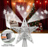 Christmas Tree Topper Lighted, Christmas Tree Toppers with Rotating Snowflakes LED Projector, Silver Star Tree Toppers Christmas Decorations