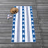 cabanana Plush Oversized Beach Towel - Cotton Fluffy 35 x 70 Inch Quarry Blue Jacquard Turtle Striped Pool Towel, Large Summer Swim Cabana Towel