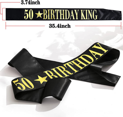 50TH Birthday Gifts for Men, 50 Birthday King sash and Birthday Crown, 50th Birthday Party Supplies and Decorations(Gold?
