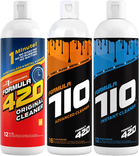 Formula 420 Bundle Pack : 1 Bottle Glass Metal Ceramic Pipe Original Cleaner 12 oz, 1 Bottle Formula 710 Advanced Cleaner 16oz & 1 Bottle Formula 710 Instant Cleaner 12oz (3 bottles total)