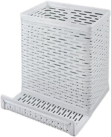 Artistic Urban Collection Punched Metal Pencil Cup with Cell Stand, White (ART20014WH)