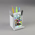 Artistic Urban Collection Punched Metal Pencil Cup with Cell Stand, White (ART20014WH)