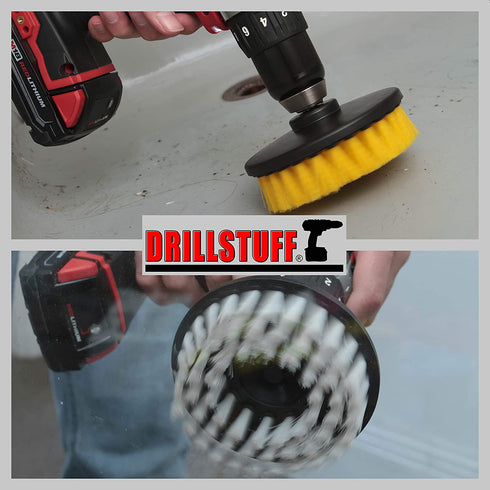 Cleaning Supplies - Bathroom Accessories - Drill Brush - Shower Door - Glass Cleaner - Bathtub - Bath Mat - Sink - Flooring - Hard Water Stain Remover - Grout Cleaner - Spin Brush - Leather - Carpet