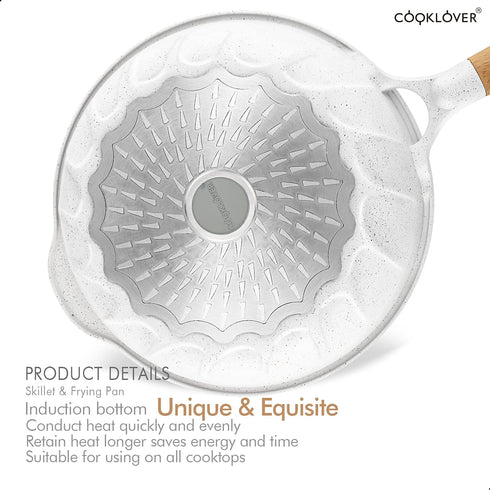 Nonstick Frying Pan 100% PFOA Free Cookware Induction Skillet Fry Pan 7.9 Inch - White