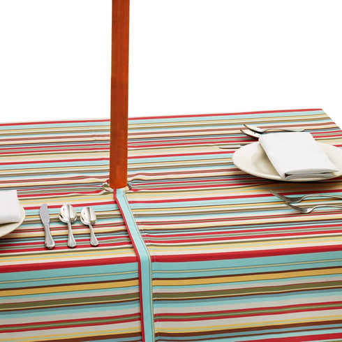DII Summer Stripe Outdoor Tabletop Collection, Stain Resistant & Waterproof, 60x84 w/Zipper, Stripe