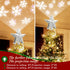 Christmas Tree Topper Lighted, Christmas Tree Toppers with Rotating Snowflakes LED Projector, Silver Star Tree Toppers Christmas Decorations
