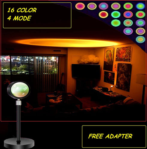khosh ONE ,Sunset Lamp,Sunset Light,Sunset Lamp Projection,16 Colors Changing Projector 360 Degree Rotation LED Floor Lamp Rainbow Night Light,Romantic ,Rainbow Projection Night Light, Color Changing