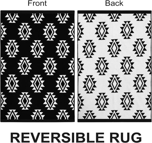 Boho Bedroom Rug 2'X4', Machine Washable Cotton Hand-Woven Area Rug Reversible Throw Rugs Entryway Rug Evil Eye Kitchen Runner Rugs Bath Rug for Laundry Room Bathroom Hallway