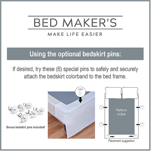 Bed Maker™s Never Lift Your Mattress Microfiber Wrap-Around Bed Skirt, Gathered Ruffled Style, Classic 14 Inch Drop Length, Queen, White