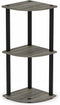 Furinno Turn-N-Tube 3-Tier Corner Display Rack Multipurpose Shelving Unit, French Oak Grey/Black, Model:12077GYW/BK