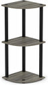 Furinno Turn-N-Tube 3-Tier Corner Display Rack Multipurpose Shelving Unit, French Oak Grey/Black, Model:12077GYW/BK