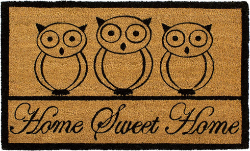 Storm Stopper Printed Coir Mat, 18"x28", Sweet Home Owl
