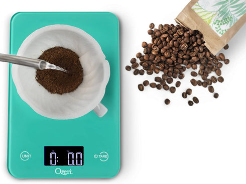 Ozeri Touch Professional Tempered Glass Digital Kitchen Scale, Teal Blue