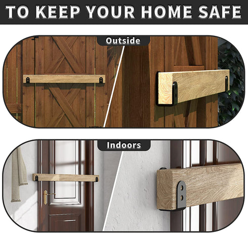 skysen Upgrade Door Security Barricade Brackets,Thickness-1/4" Drop Open Bar Holder Steel U Bracket fit for 2 x 4 Lumber,Carbon Steel,Black(fdzj-1)