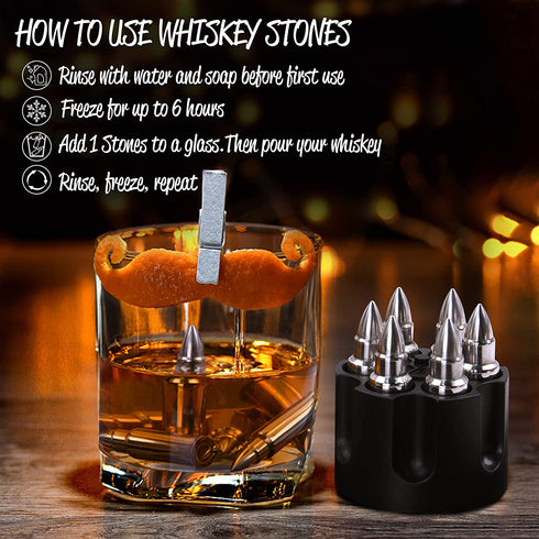 Gifts for Men Dad, 6 Pcs Whiskey Stones Unique Gifts Birthday Ideas for Him Boyfriend Husband Grandpa Cool Gadgets Presents, Father's Day, Christmas Stocking Stuffer