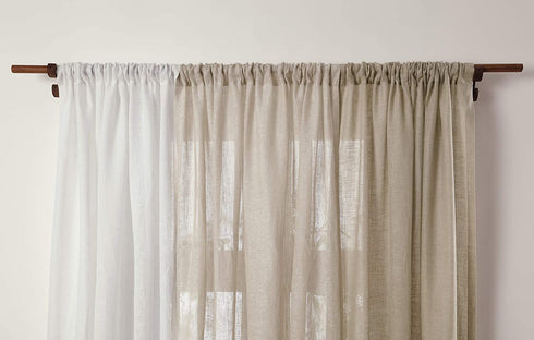 Solino Home Linen Sheer Curtains 52 x 54 Inch Light Natural Rod Pocket Window Panel, 100% Pure Natural Fabric Curtain, Handcrafted from European Flax