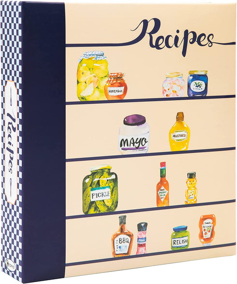 COFICE Recipe Book Binder 8.5x9.5 Recipe Ring Binder, 4x6 Cards and Tabbed Dividers, Seasoning Design
