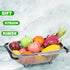 18/8 Stainless Steel Over The Sink Colander with Fine Mesh Strainer Basket & Expandable Rubber Grip Handles - Strain, Drain, Rinse Fruits, Vegetables
