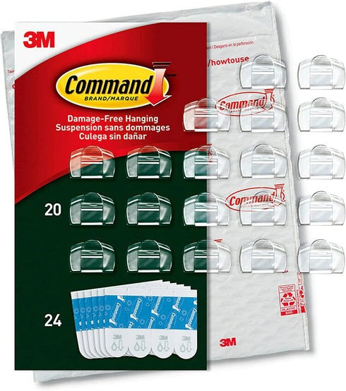 Command Outdoor Light Clips, Clear, 20-Clips, 24-Strips, Decorate Damage-Free