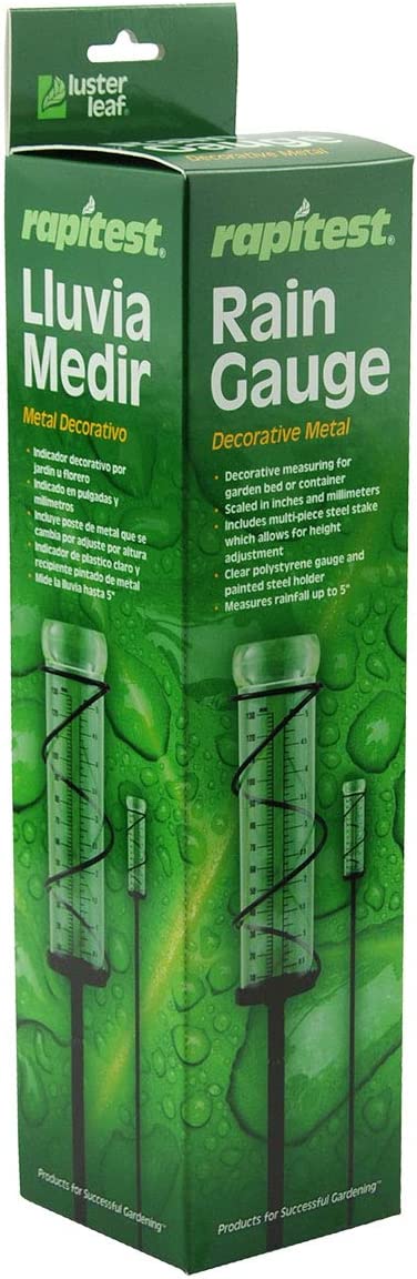Luster Leaf 1646 Rapitest Spiral Metal Rain Gauge with Stake, Metal Spiral Rain Gauge w/ Stake
